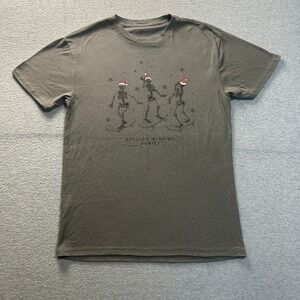 Graphic T-Shirt Womens Small Gray Rolling With My Homies‎ Skeleton Christmas